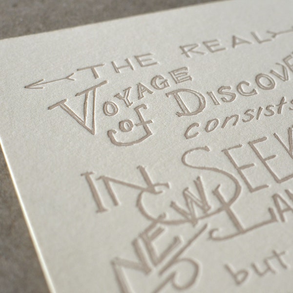 Discovery - a hand-lettered Proust quote