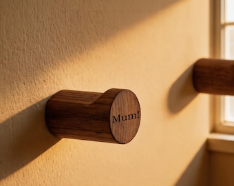 Custom Walnut Wall Hook, Minimalist Wooden Coat Hook,Personalized Custom Engraved Entryway Hook, Handmade Wood Towel Hook Thanksgiving Gift