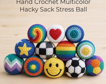 Hand Crochet Hacky Sack Footbag | Guatemalan Juggling Ball, ADHD Fidget Toy, Retro 90s Sports Gift for Him, Custom Stress Relief