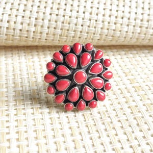 Handmade Gemstone Floral 925 Sterling Silver Adjustable Ring