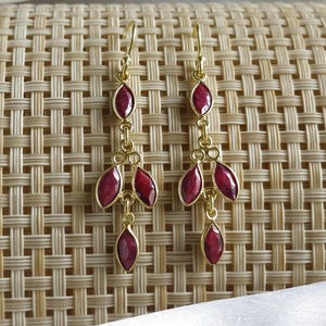 Marquise Chandelier Earrings Gemstone Dangle Earrings Boho Statement Jewelry Gold Finish Gift for Her
