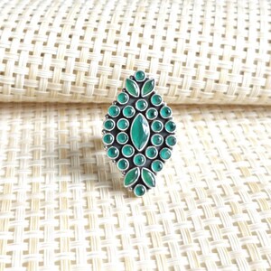 Handmade Gemstone Floral 925 Sterling Silver Adjustable Ring