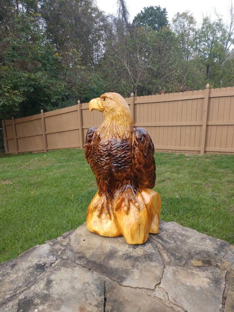 Chainsaw Carving Chainsaw Carved Perched Eagle Etsy