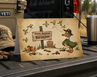 Funny Duck Hunter Birthday Card Printable | Happy Quackin Birthday | Digital Download | Instant Download | Ducking Great Birthday Card