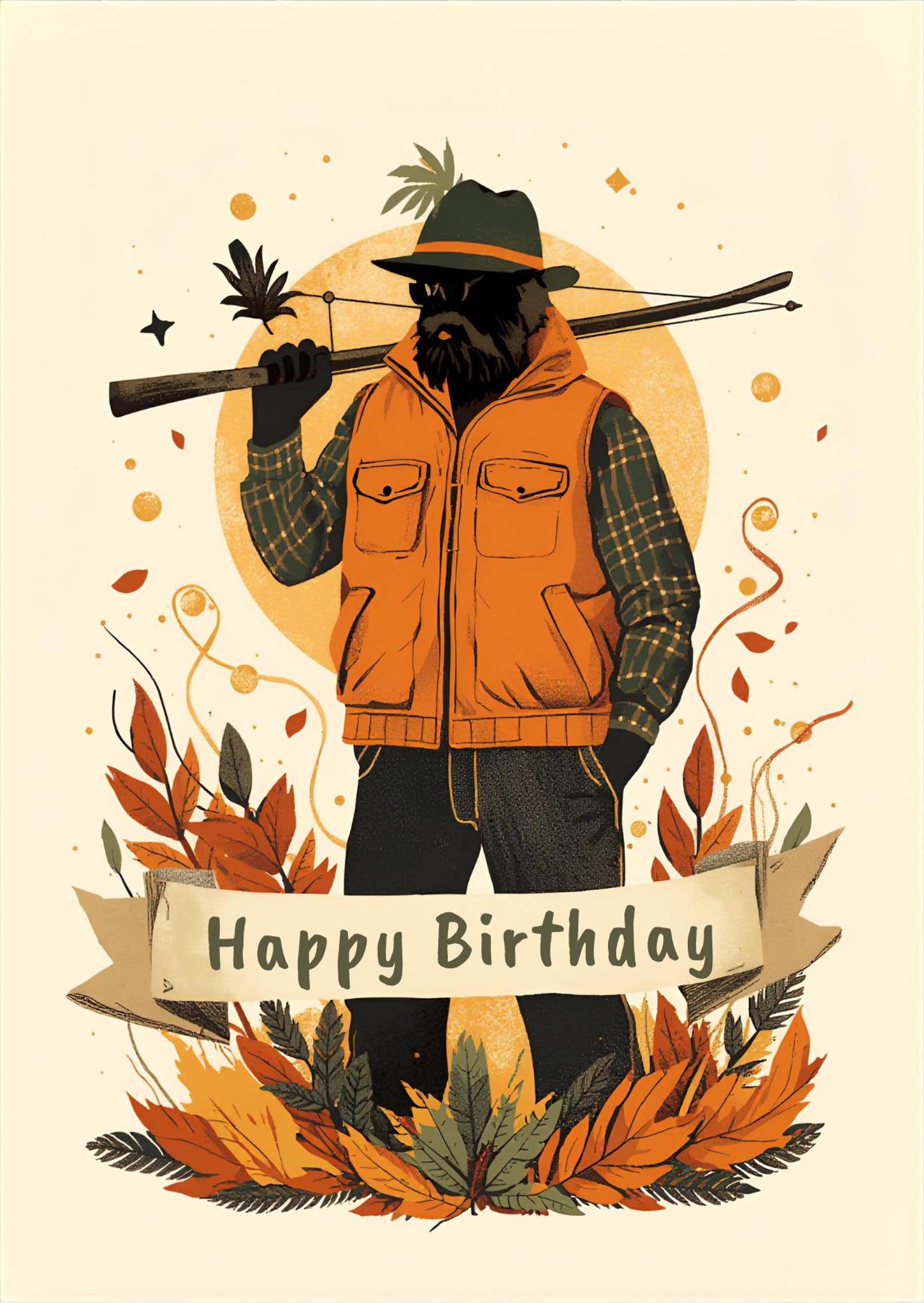 Hunting Card Background Hunting Birthday Card Printable | Vintage Hunter Card | Outdoorsman ...