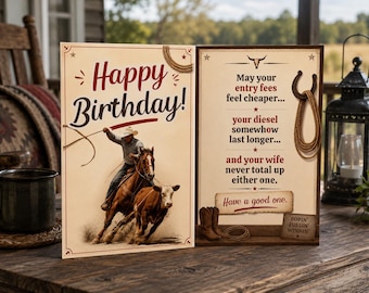 Funny Calf Roper Birthday Card Printable | Entry Fees Diesel Wife | Rodeo Cowboy Card | Digital Download | Western Rodeo Birthday Card