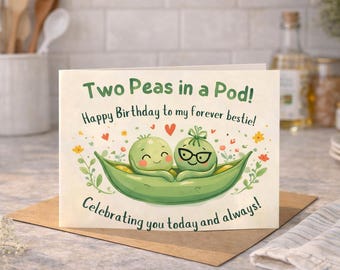 Best Friend Birthday Card | Two Peas in a Pod | BFF Card | Partner in Crime | Friendship Card | Cute Birthday Card | Printable PDF