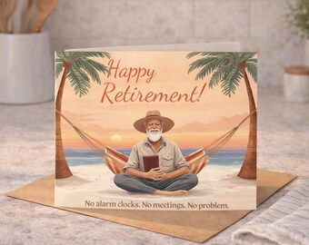Retirement Card Printable | Beach Retirement | No Alarm Clocks No Meetings | Happy Retirement Card | Tropical Beach | PDF Download