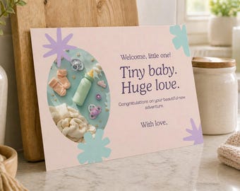 New Baby Card Printable | Baby Shower Card | Welcome Baby | Digital Download | Instant Download | Newborn Congratulations Card