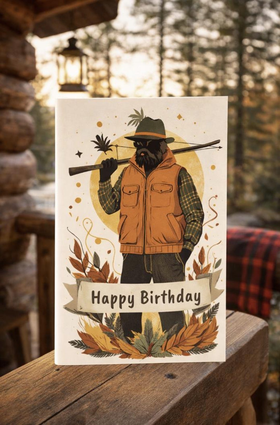 Hunting Card Background Hunting Birthday Card Printable | Vintage Hunter Card | Outdoorsman ...