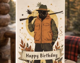 Hunting Birthday Card Printable | Vintage Hunter Card | Outdoorsman Birthday | Deer Duck Hunting | Male Birthday Card | PDF Download