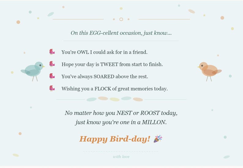 Bird Birthday Card Printable | Happy Bird-day | Colorful Birds | Bird ...