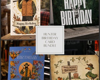 Hunter Birthday Card Bundle | 4 Printable Hunting Cards | Funny Hunting Birthday | Digital Download | Birthday Cards for Hunters