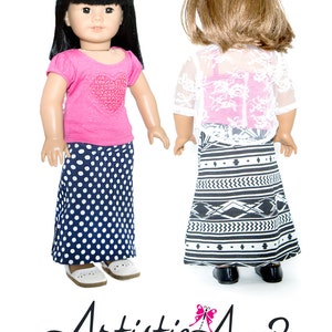 Maxi Skirt Doll Clothes Pattern for 18 inch Dolls like American Girl Doll PDF image 2