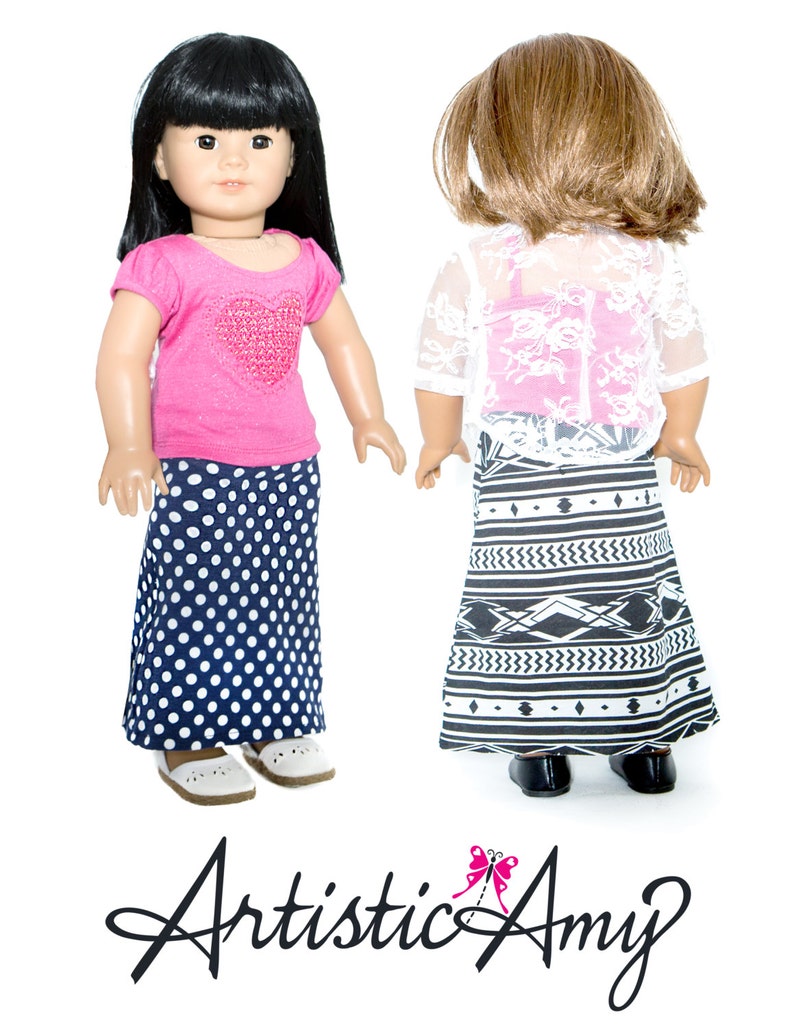 Maxi Skirt Doll Clothes Pattern for 18 inch Dolls like American Girl Doll PDF image 2