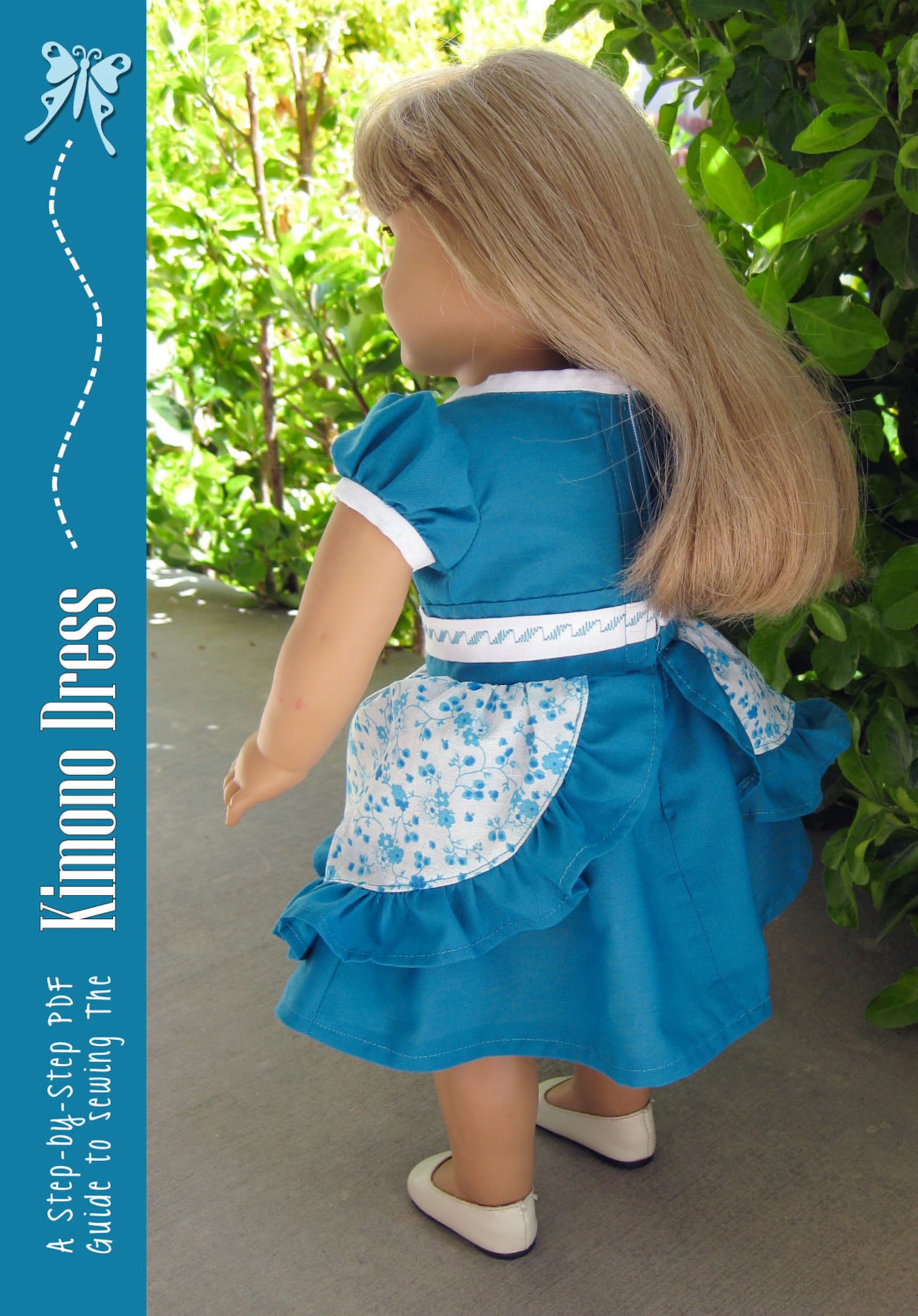Kimono Dress PDF Sewing Pattern for 18 Inch Doll like American Girl