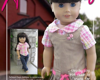 School Days Jumper & Blouse PDF sewing pattern for 18" dolls like American Girl Doll