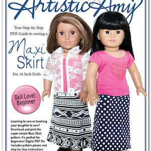 Maxi Skirt Doll Clothes Pattern for 18 inch Dolls like American Girl Doll PDF image 1