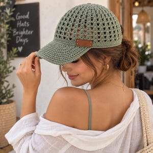 Crochet Baseball Cap Pattern, Shell Stitch Visor Hat, Summer Crochet Cap, Adjustable Brimmed Hat, Women’s Adult Crochet Pattern PDF Download
