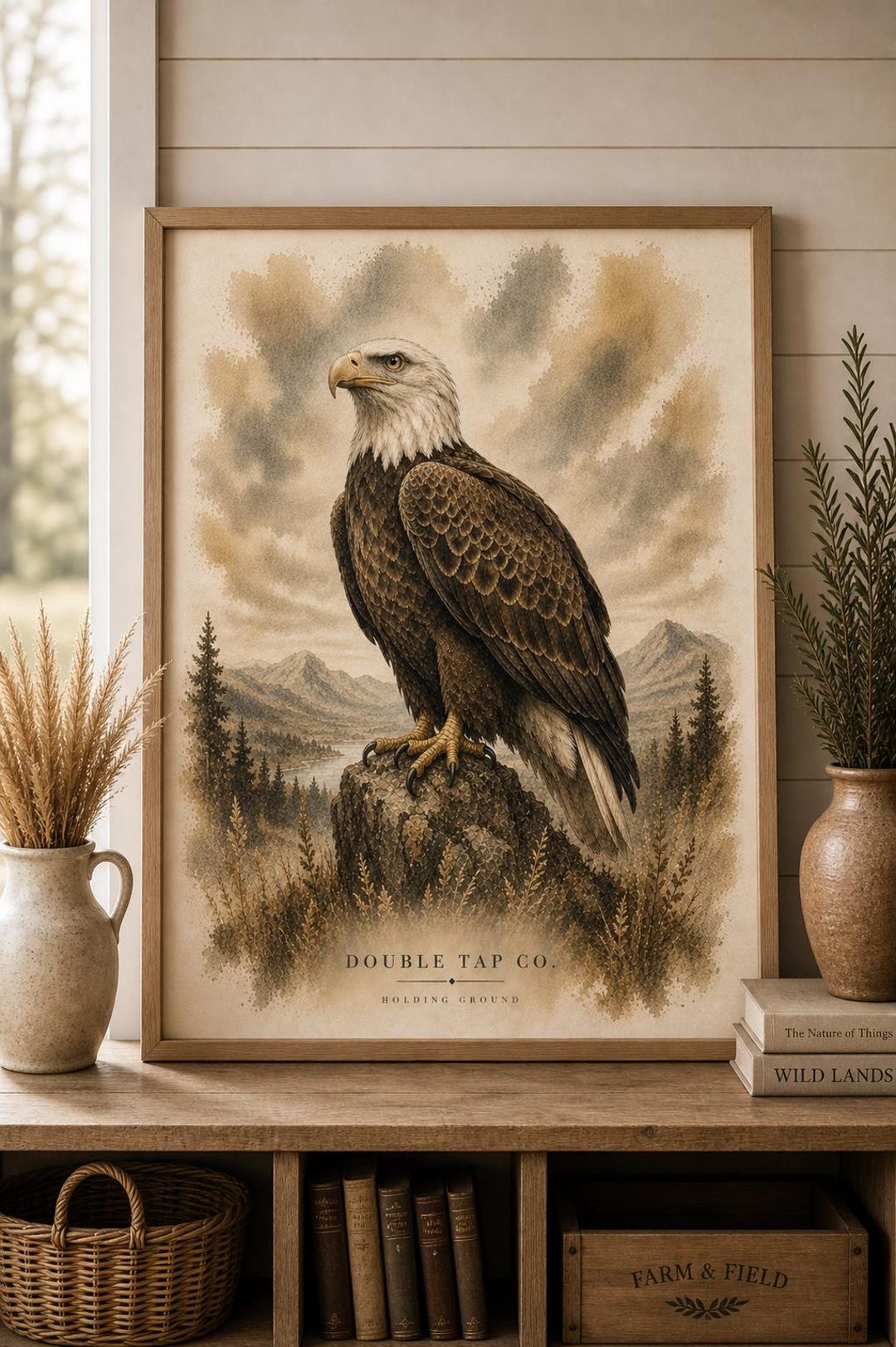 Bald Eagle Wall Art Print – American Wildlife Poster, Patriotic Rustic ...