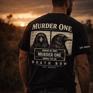 Crow Hunting Shirt | Murder of Crows Tee | Death Row Crow Hunter | Double Tap Co | Mens Graphic T Shirt | Mens Huntiny Tee | Gift for Him
