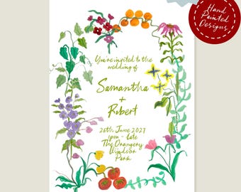 Botanical Whimsy Wedding Invite Only | Editable Invitation Template | Corjl | Digital Download | Wedding stationery