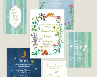 Botanical Whimsy Wedding Bundle | Editable Invitation Template | Corjl | Digital Download | Wedding Suite