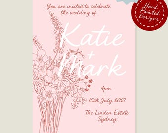 Floral Sketch Invitation Only | Editable Invitation Template | Corjl | Digital Download | Wedding Stationery