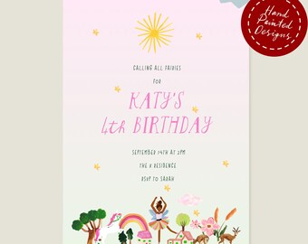 Forest Fairy Kids Birthday Party Invite | Editable Template | Corjl | Digital Download | Birthday Invitation