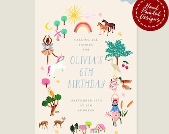 Woodland Creatures Birthday Party Invite | Editable Invitation Template | Corjl | Digital Download