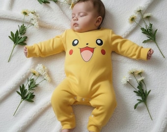 Baumwolle Baby Pikachu Strampler Outfit, gemütlicher Säugling Overall Kostüm, Einzigartige Baby Shower Geschenk