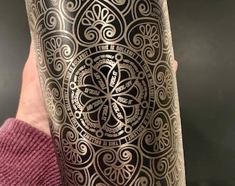 Laser Engraved Mandala Tumbler | Hidden Profanity Swear Words Coffee Cup, Sarcastic Gift
