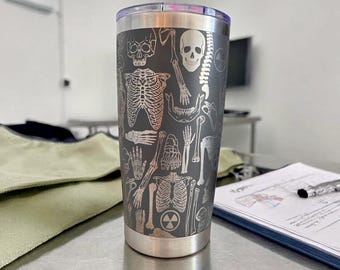 Radiology skeleton laser engraved 20oz tumbler