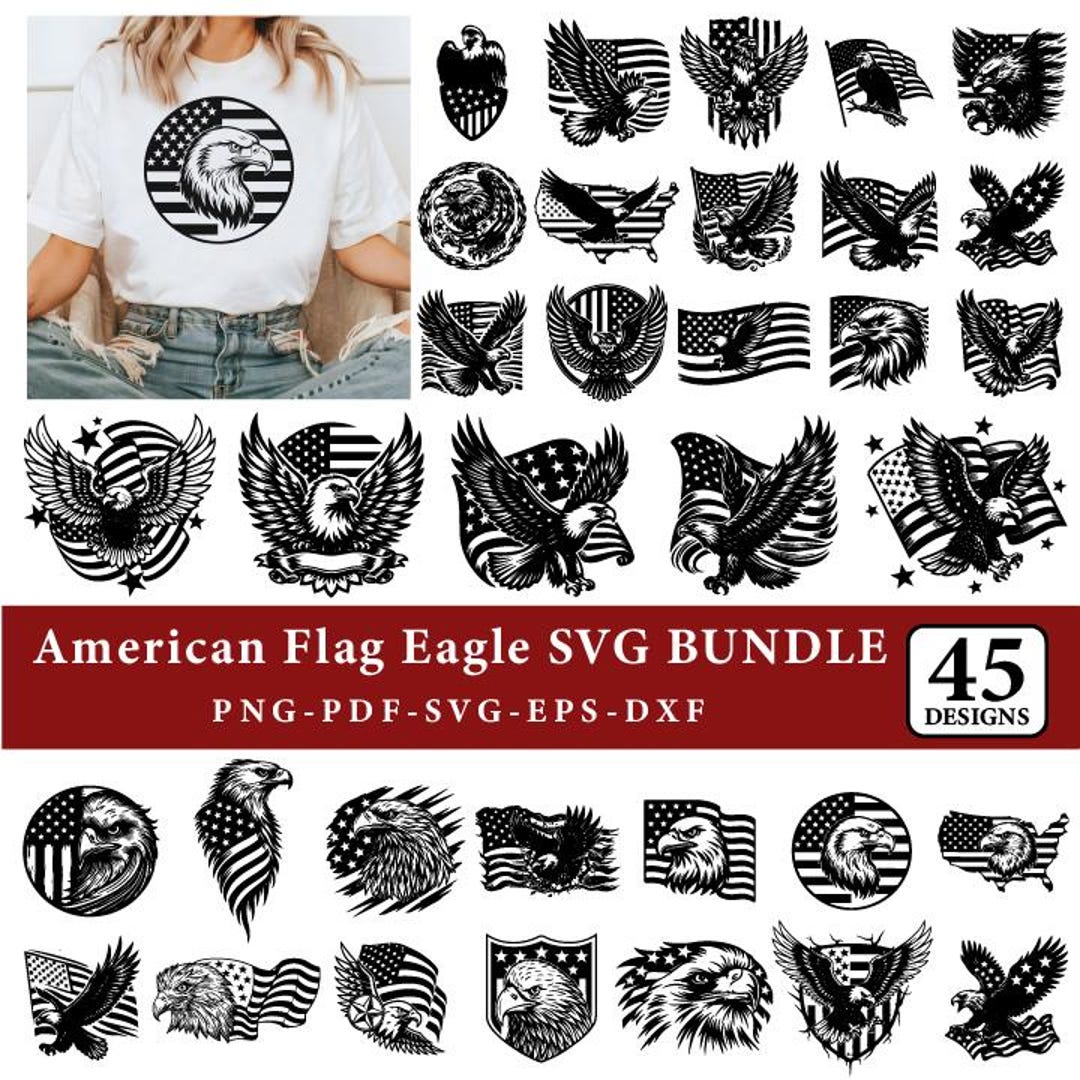 Patriotic Eagle USA Flag SVG Bundle, 4th of July SVG Bundle, American ...