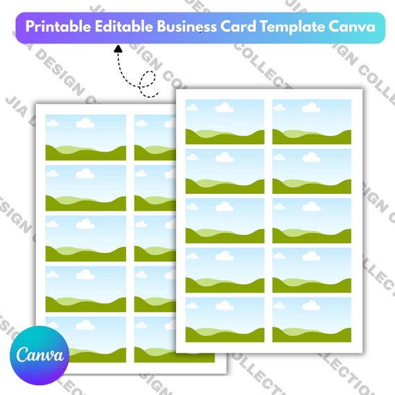 Editable Business Card Template Canva, Printable Double Sided Business Card, Drag & Drop Photo Frame, Blank Card Design, Digital Download