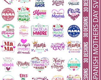 Spanska mors dag SVG-paket, Mama & Madre SVG, Feliz Día de la Madre, Cricut Silhouette Files (Digital nedladdning)