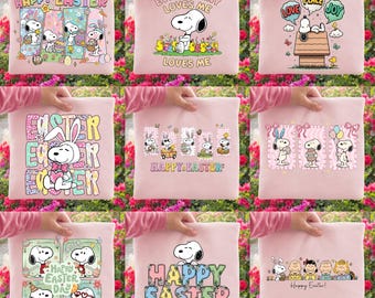 Pacchetto PNG di Pasqua di Snoopy, Clipart di Pasqua di Beagle, Uova di Pasqua di Snoopy, PNG di Pasqua di Peanuts, Download digitale per le vacanze di primavera