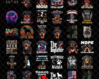 Pacchetto PNG Rottweiler, Divertente cane papà mamma PNG, Disegno a sublimazione del Dogfather, Rottweiler patriottico PNG, Download digitale PNG