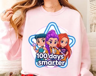 Huntrix 100 giorni di scuola PNG / KPOP Demon Hunters 100° giorno di scuola PNG / Maglietta per bambini e insegnanti / Sublimazione PNG / Download digitale