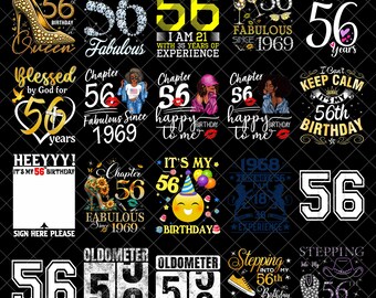 56° compleanno PNG, Favoloso 56 anni sublimazione, Benedetti 56 anni PNG, Entrando nel mio 56° compleanno png, Design per maglietta di compleanno della regina