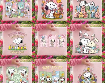 Buona Pasqua Snoopy PNG, Design per maglietta pasquale, Simpatico coniglietto pasquale PNG, Maglietta pasquale primaverile per bambini