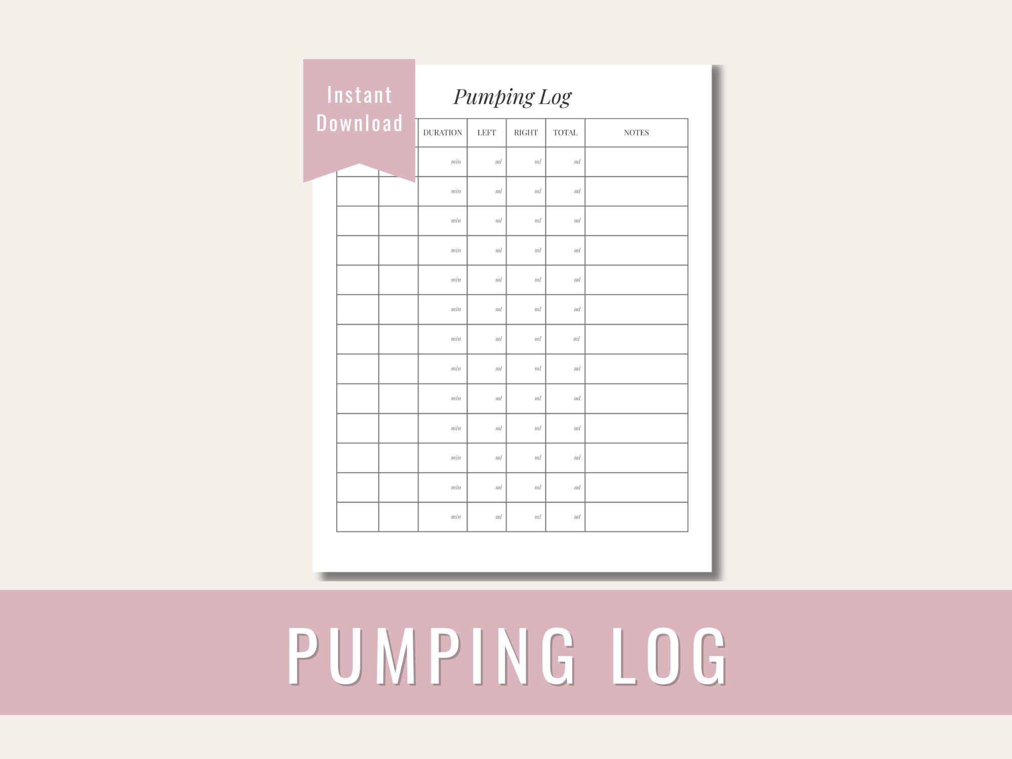 Breast Milk Pumping Log Printable | Ml & Oz Tracker (PDF Download) - Etsy