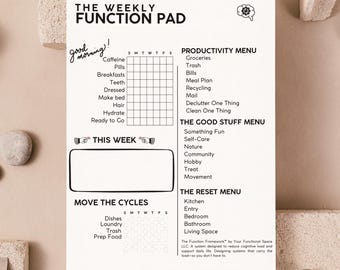 Bloc de notas planificador semanal para TDAH / Bloc de notas para anotar ideas sobre las funciones ejecutivas
