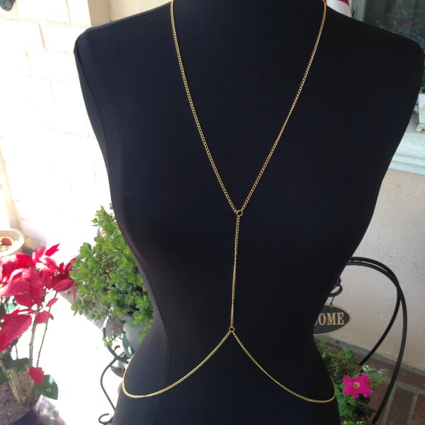 Gold Dainty Body Chain Jewelry Harness Necklace Bikini