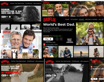 Dadflix Canva Editable Template, Happy Father’s Day Template, Dadflix Movie Photo Collage, Gift For Grandpa, Father's Day Gift