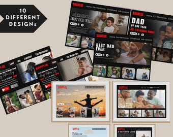 Editable Dadflix Canva Template Funny Digital Father’s Day Gift from Kids Custom Netflix Style Certificate for Dad or Bonus Dad fathers day