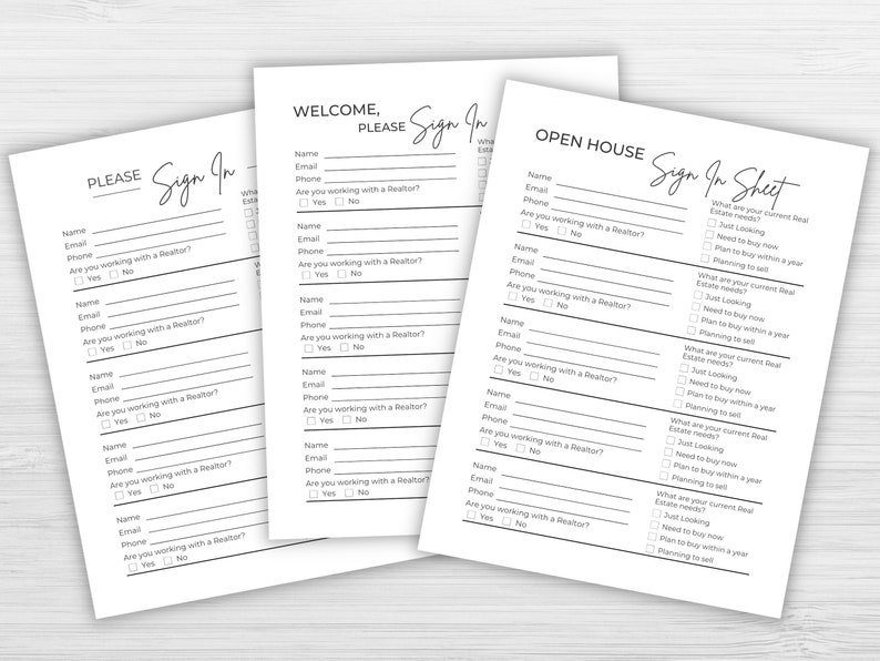 Open House Sign in Sheet Editable Canva Template & Pdfs Real - Etsy