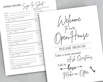 Real Estate Open House Sign in Sheet Template Editable - Etsy