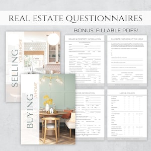 Client Questionnaire Real Estate, Buyer & Seller Questionnaire, Buying a Home Questionnaire and Sellers Prelisting Questionnaire Templates