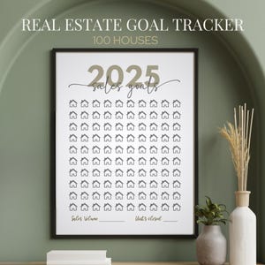 100 Houses Goal Tracker Chart, Real Estate Goal Tracker, Real Estate House Goal Chart Template, Homes Sold Chart, Real Estate Goals 2025